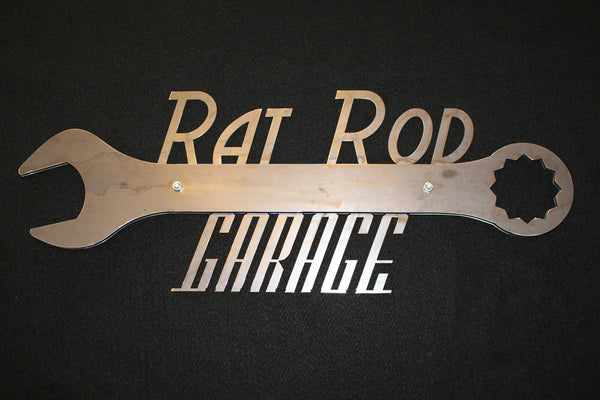 Rat rod garage wall sign - bare steel